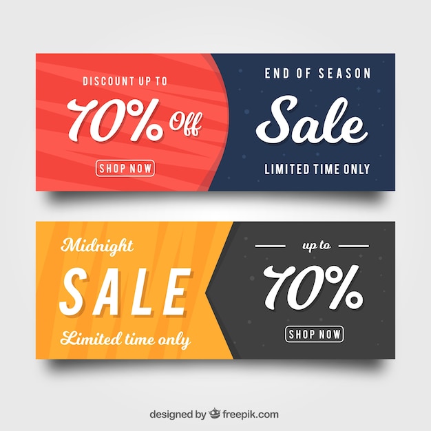 Gratis vector platte verkoop banners