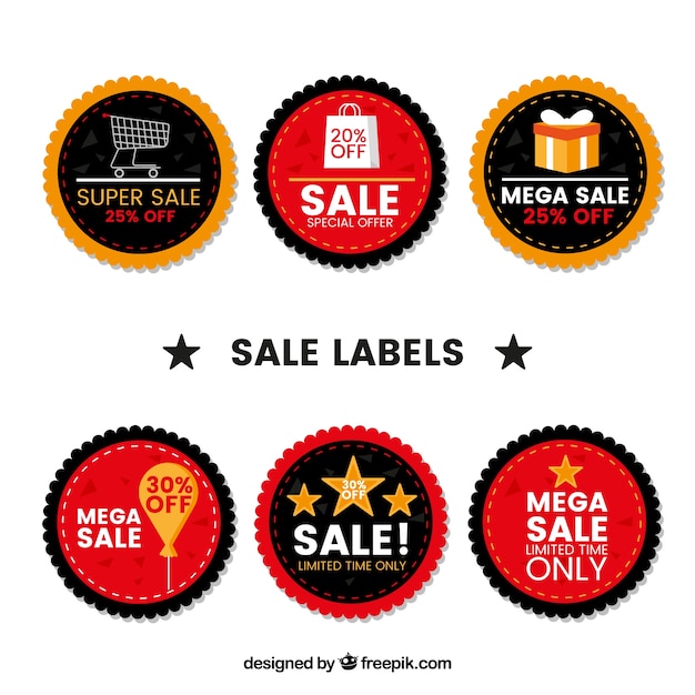 Gratis vector platte verkoop label / badge collectie