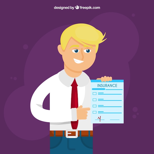 Gratis vector platte verkoper karakter contract document te houden