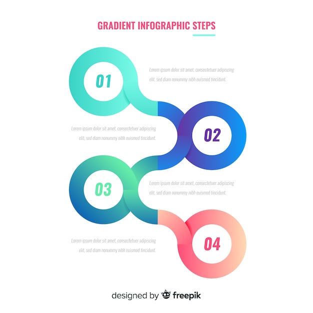 Gratis vector platte verloop infographic stappen