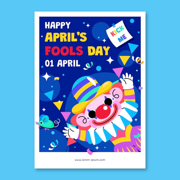 Gratis vector platte verticale poster sjabloon voor april fool's day