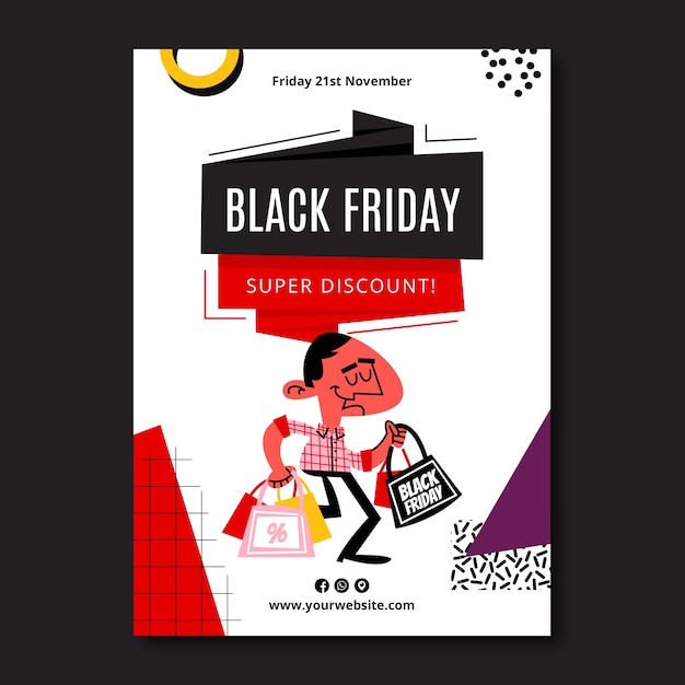 Gratis vector platte verticale poster sjabloon voor black friday-verkoop