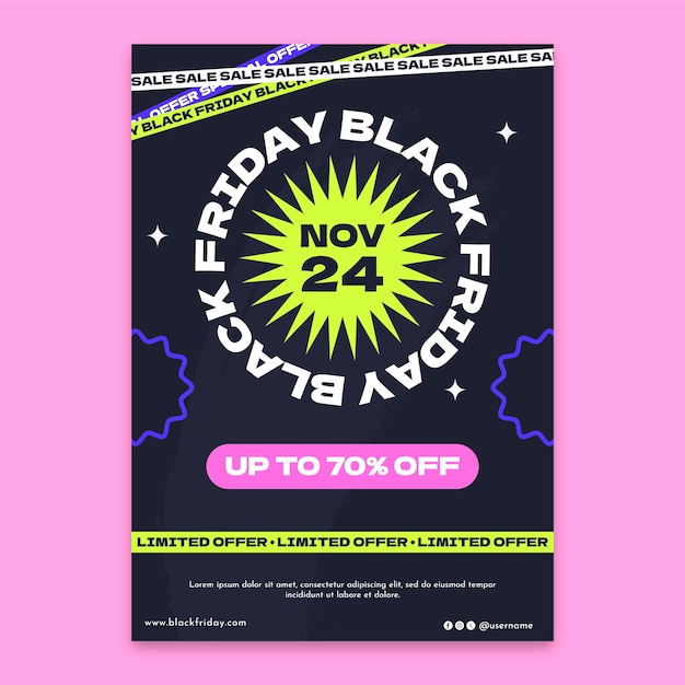 Gratis vector platte verticale poster sjabloon voor black friday-verkoop