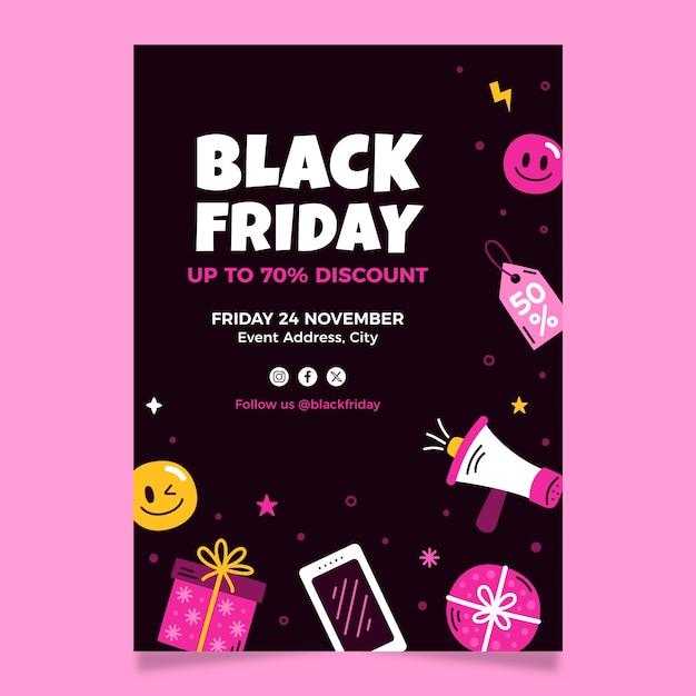 Platte verticale poster sjabloon voor Black Friday-verkoop