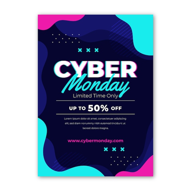 Platte verticale poster sjabloon voor cyber maandag verkoop