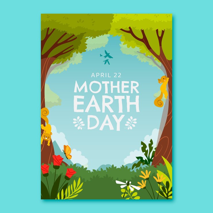 Gratis Vector platte verticale poster sjabloon voor de viering van de dag van de aarde