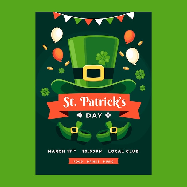 Platte verticale poster sjabloon voor de viering van st patrick's day