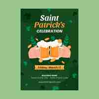 Gratis vector platte verticale poster sjabloon voor de viering van st patrick's day