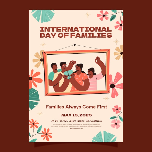 Platte verticale poster sjabloon voor internationale dag van de gezinnen