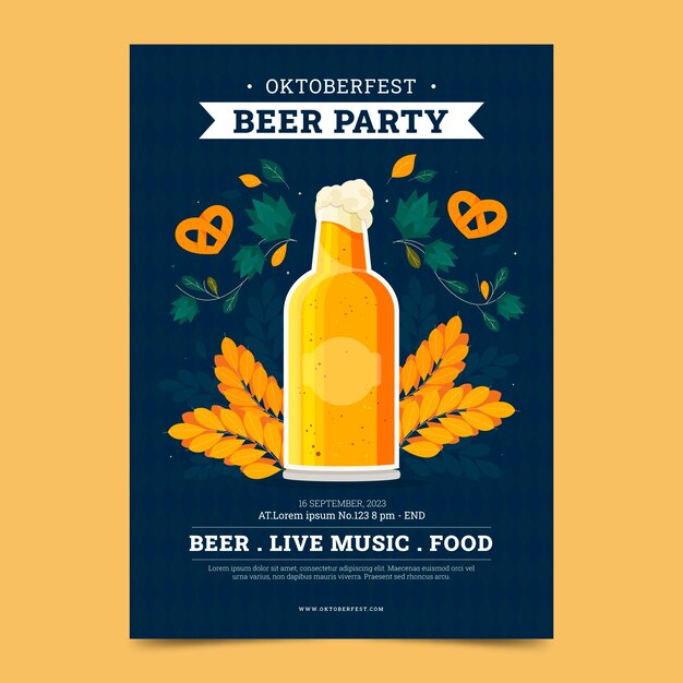 Gratis vector platte verticale poster sjabloon voor oktoberfest bierfestivalviering