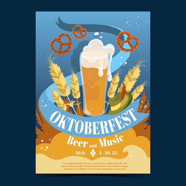 Platte verticale poster sjabloon voor oktoberfest bierfestivalviering