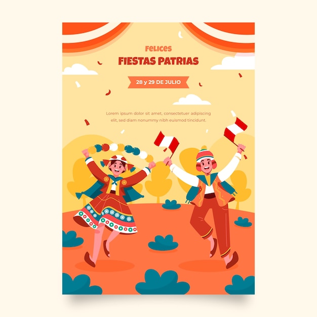 Platte verticale postersjabloon voor fiestas patrias chili