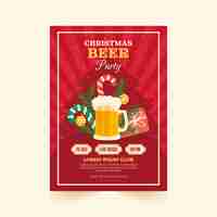 Gratis vector platte verticale postersjabloon voor kerstbier