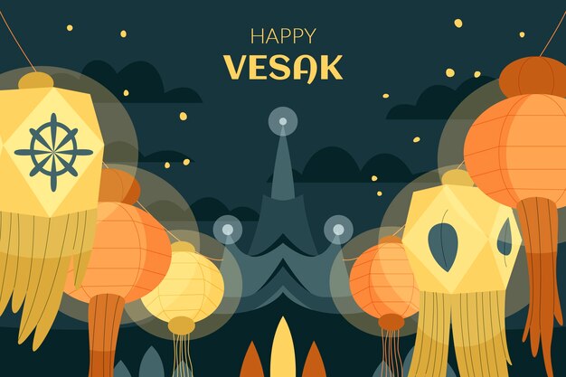 Gratis vector platte vesak achtergrond