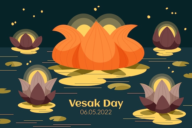 Gratis vector platte vesak achtergrond