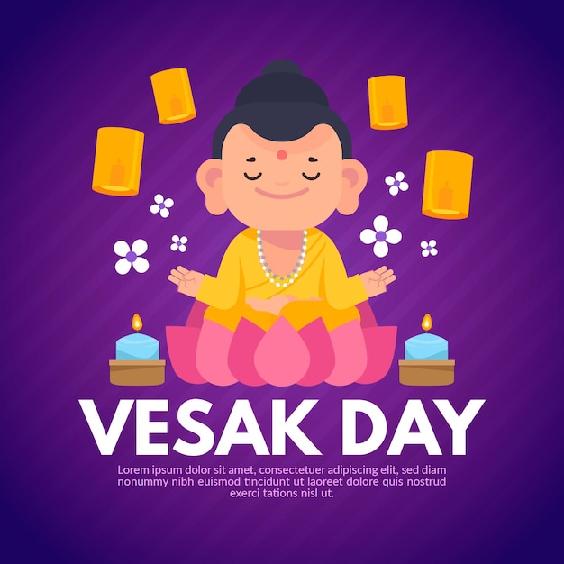 Gratis vector platte vesak dag illustratie