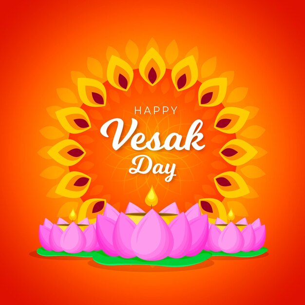 Gratis vector platte vesak dag illustratie