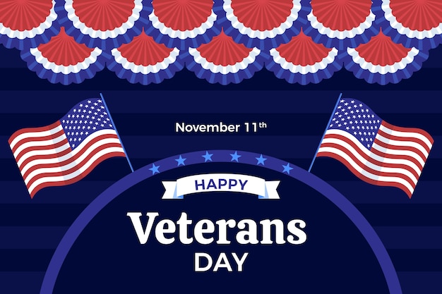 Gratis vector platte veteranen dag achtergrond