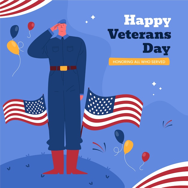 Gratis vector platte veteranen dag illustratie