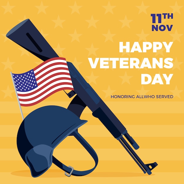 Gratis vector platte veteranen dag illustratie