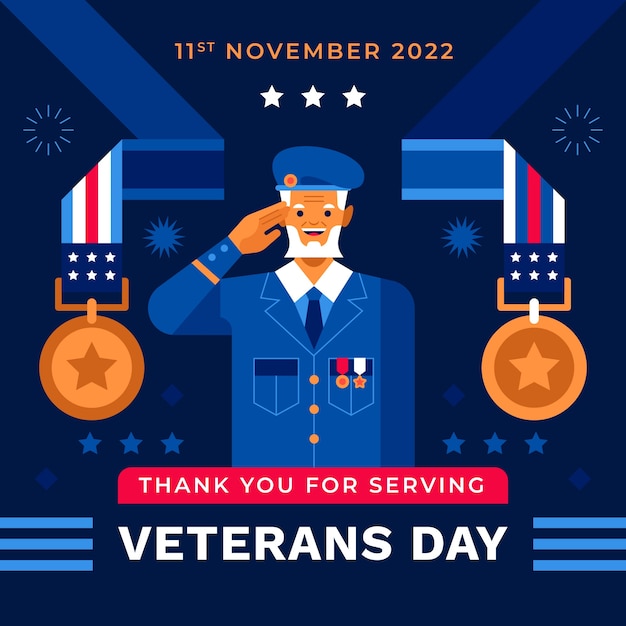 Gratis vector platte veteranen dag illustratie