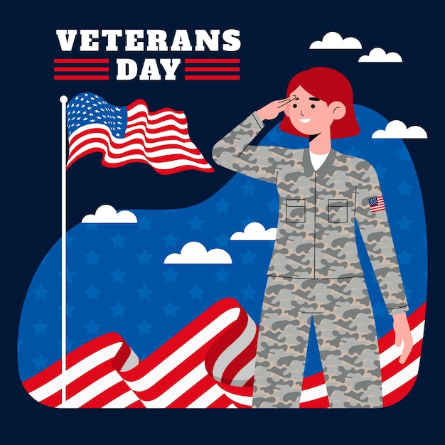 Gratis vector platte veteranen dag illustratie