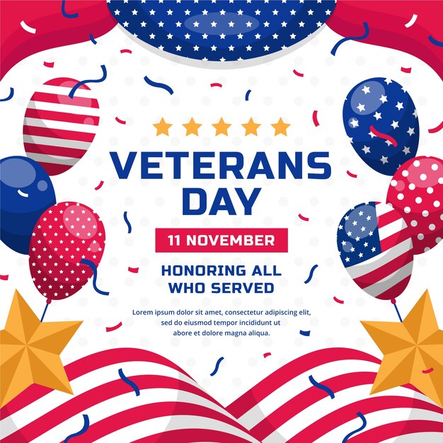 Gratis vector platte veteranen dag illustratie