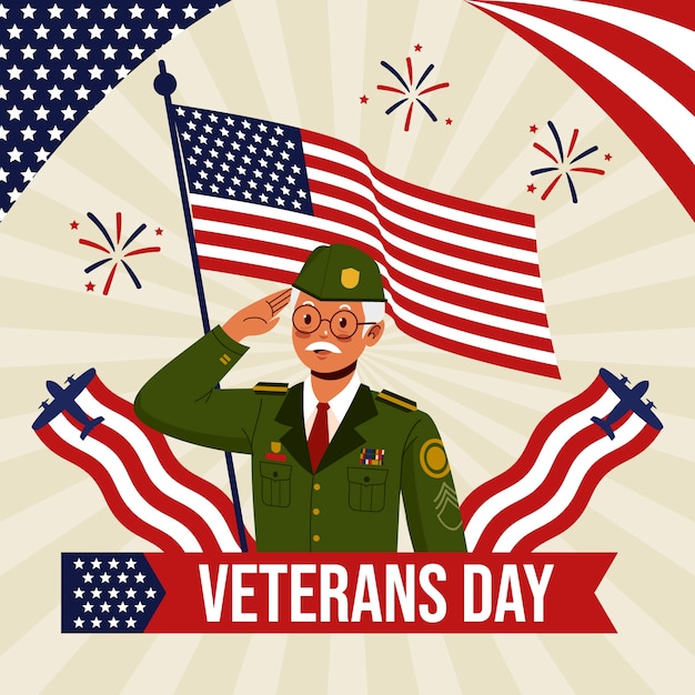 Gratis vector platte veteranen dag illustratie