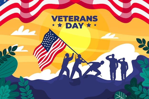 Gratis vector platte veteranendag achtergrond