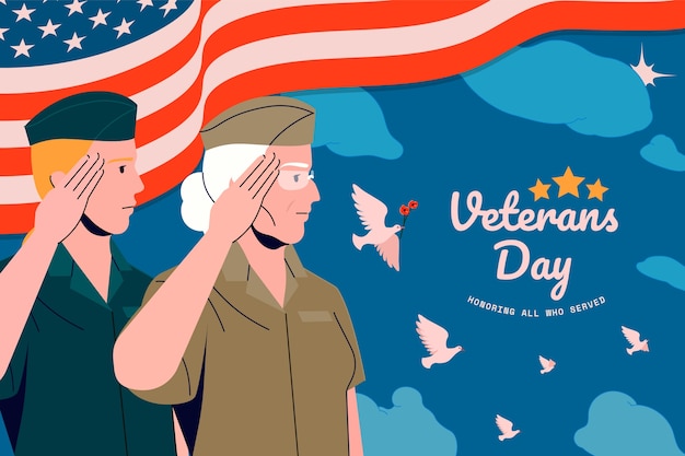 Gratis vector platte veteranendag achtergrond