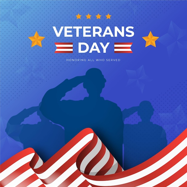 Gratis vector platte veteranendag illustratie