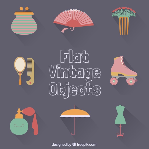 Gratis vector platte vintage objecten