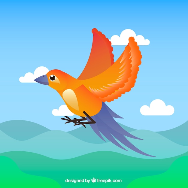 Gratis vector platte vliegende vogel achtergrond