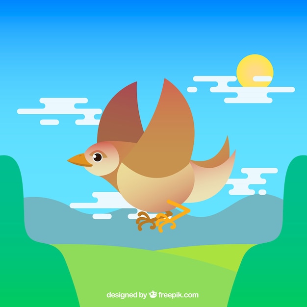 Gratis vector platte vliegende vogel achtergrond