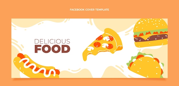 Gratis vector platte voedsel facebook-omslag