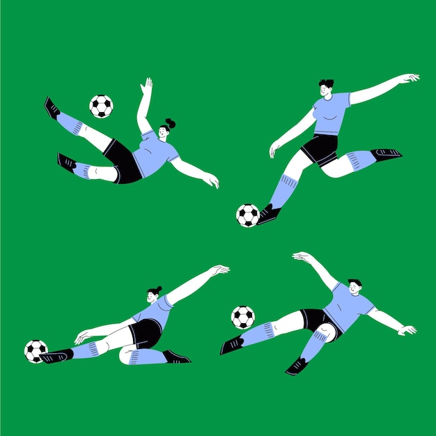 Platte voetbal spelers illustratie ontwerp