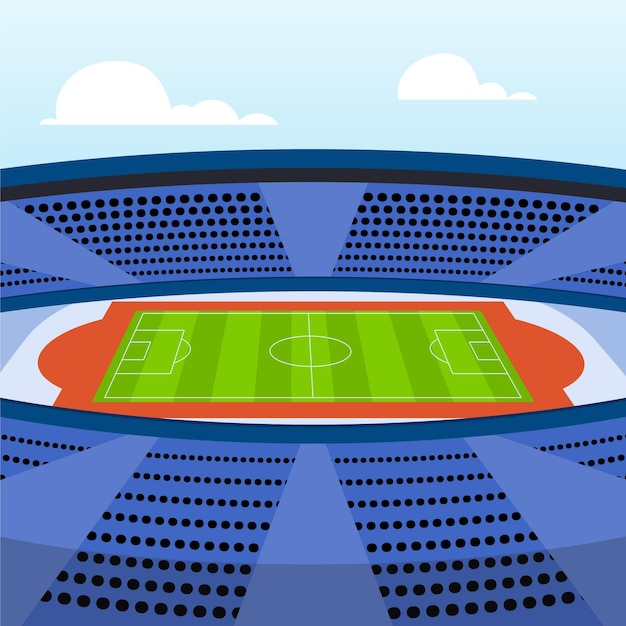 Gratis vector platte voetbal voetbalstadion illustratie