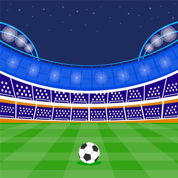 Gratis vector platte voetbal voetbalstadion illustratie