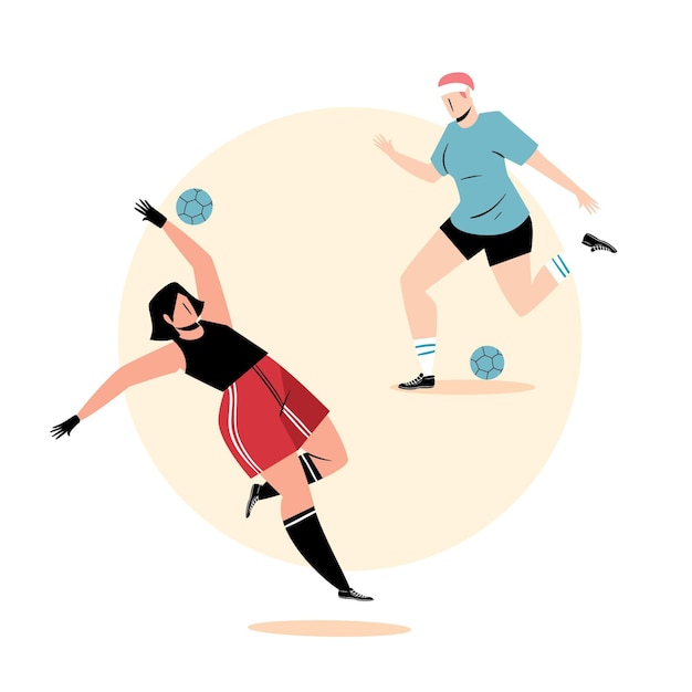 Gratis vector platte voetballers illustratie