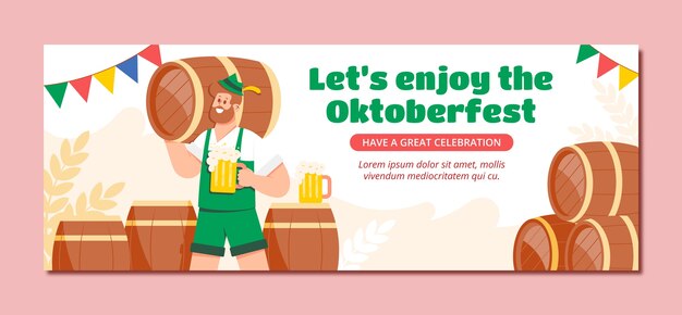 Platte voorbladsjabloon voor sociale media voor oktoberfest