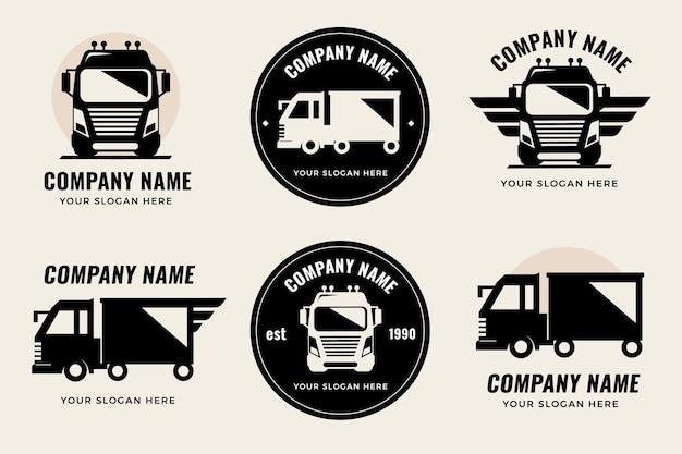 Platte vrachtwagen logo sjabloonverzameling
