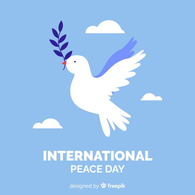 Platte vredesdag achtergrond met duif