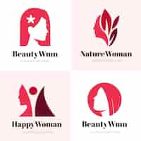 Gratis vector platte vrouw logo set