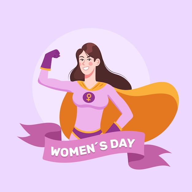 Platte vrouwendag supervrouw illustratie