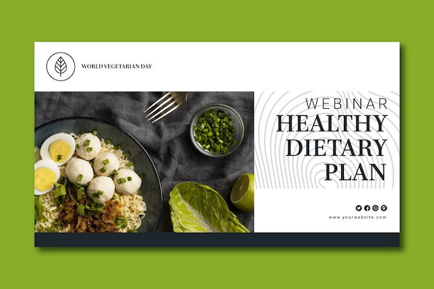 Platte webinar-sjabloon voor wereld vegetarische dag