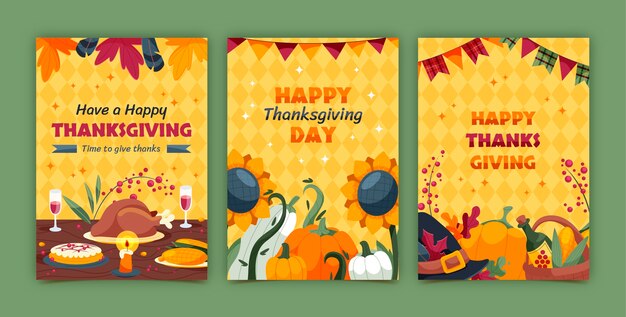 Platte wenskaartencollectie voor Thanksgiving Day-viering