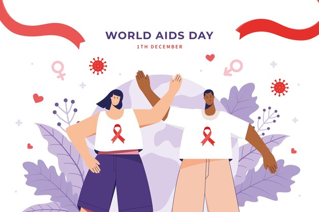 Gratis vector platte wereld aids dag achtergrond