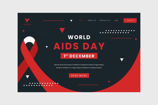 Platte wereld aids dag bestemmingspagina sjabloon