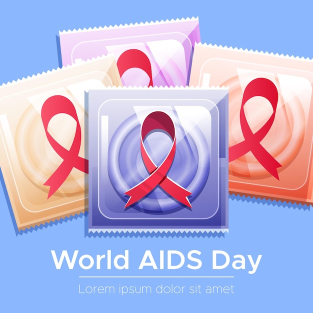 Platte wereld aids dag - concept