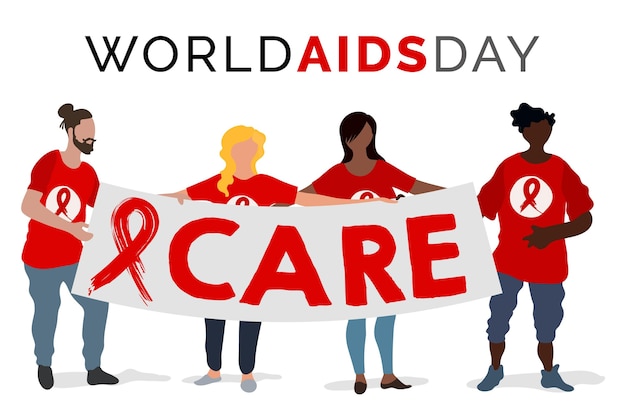 Gratis vector platte wereld aids dag illustratie